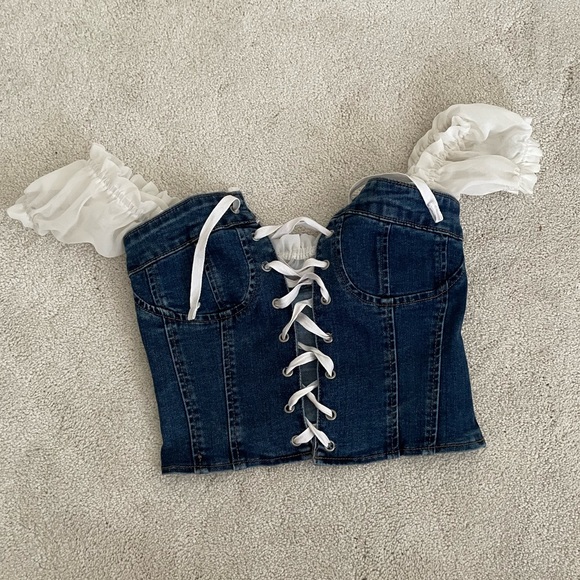 I.AM.GIA Tops - SOLD I.AM.GIA DENIM BUSTIER MILKMAID CORSET TOP